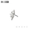 IMPLANT GRADE TITANIUM THREADLESS PUSH IN CZ BEZEL BAGUETTE MARQUISE ARCH FAN TOP PART